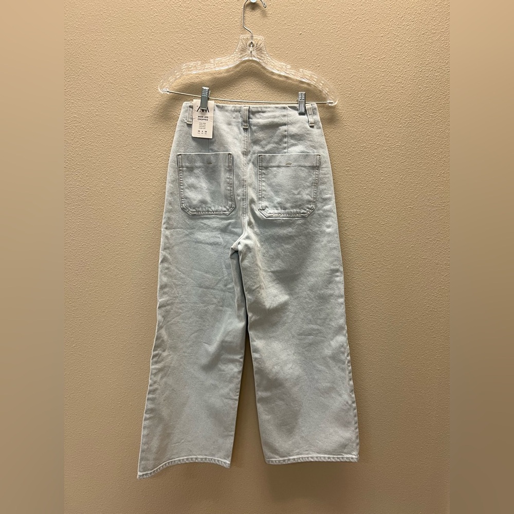 Zara New with Tags Size 4 - Wide Leg Cropped Light Blue Women's Jeans - Picture 12 of 12